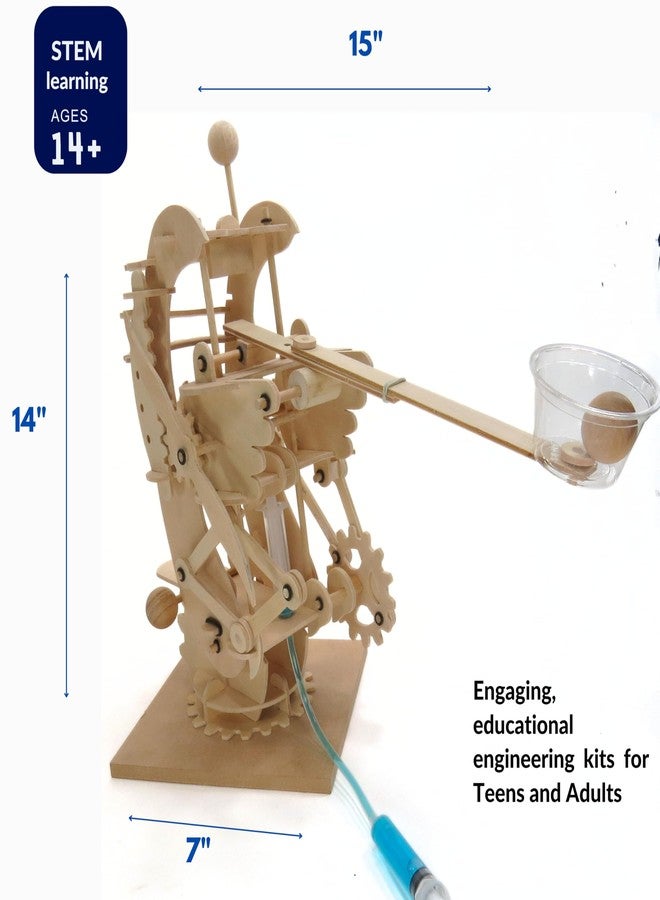 Pathfinders STEM Kits- Hydraulic Gearbot - Wooden STEM Building Catapult | Build-It-Yourself Hydraulic Robot with Gears & Launcher | Educational Engineering Toy & Gift Teens and Adults - Image 5